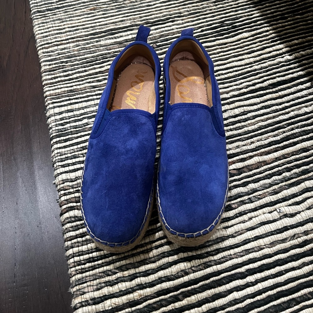 Blue Suede Slip-On Shoes